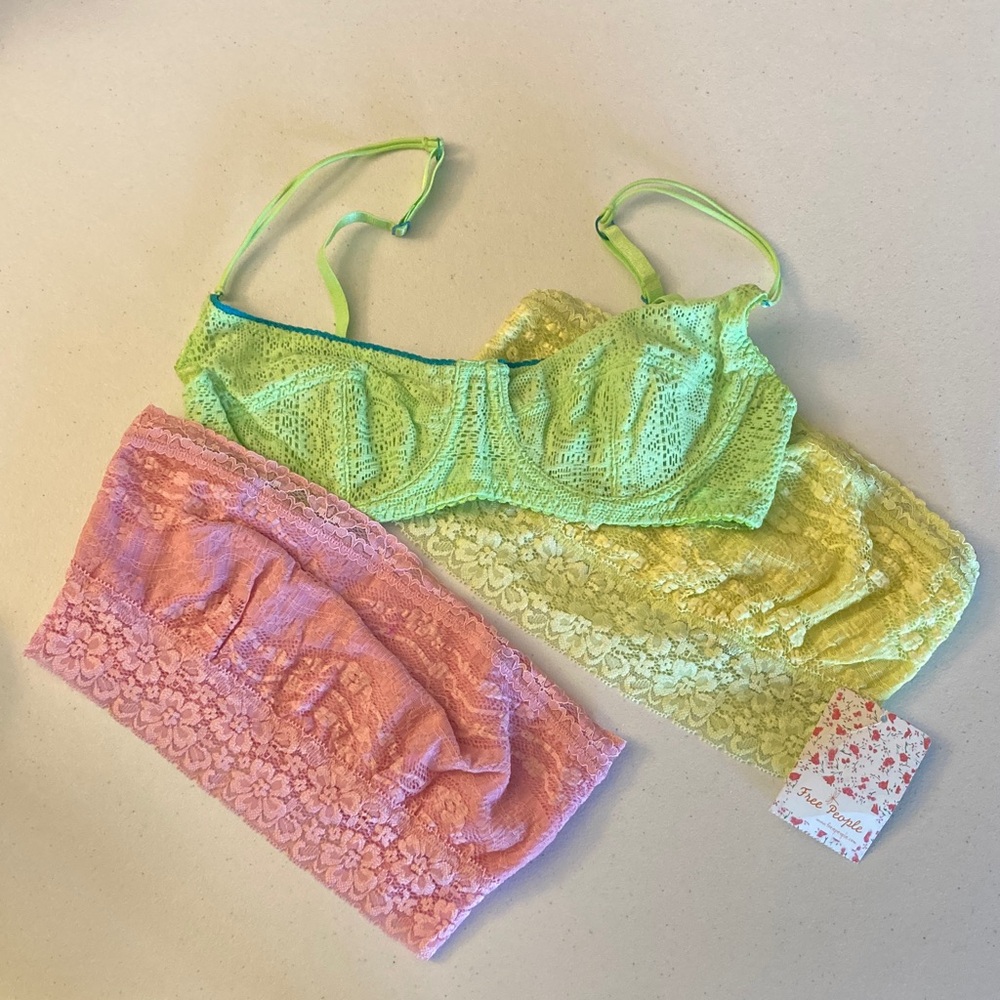 FREE PEOPLE 3 Pc Lace Bralette Bundle